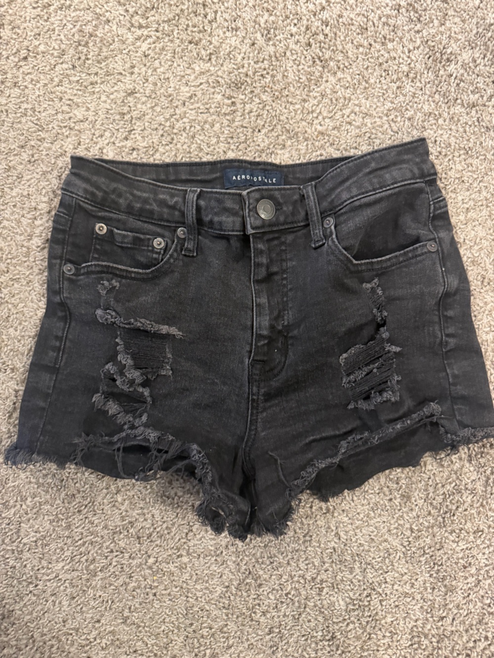Aéropostale Distressed Black Denim Shorts